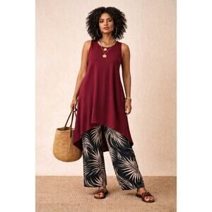 Alembika Plum Lagenlook Tunic Top Asymmetrical Artwear Minimalist Size 3